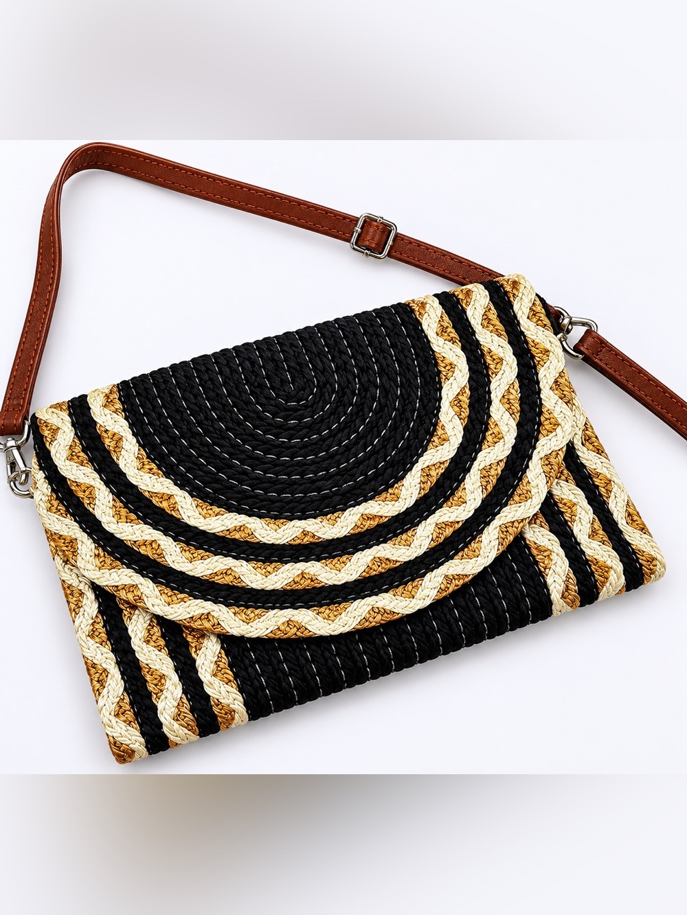 Multi Pattern Straw Clutch/Crossbody by Styline